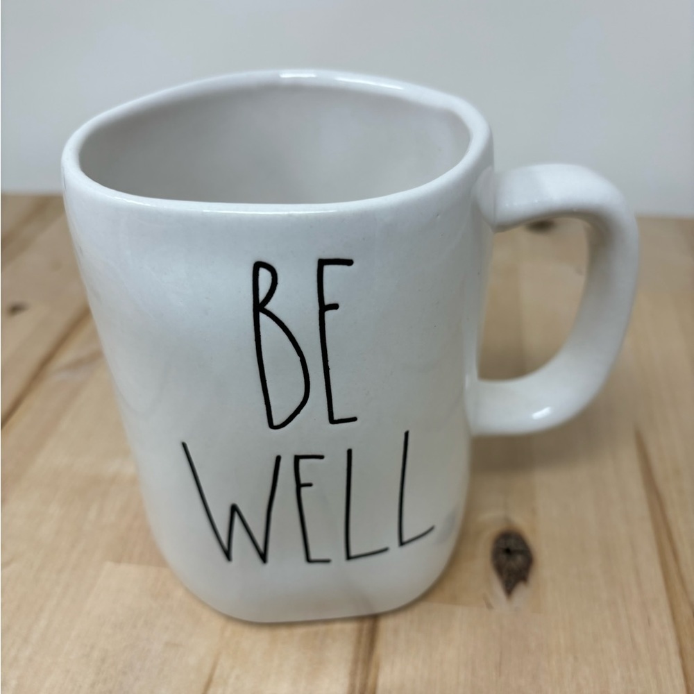 Rae Dunn BE WELL Mug White Ceramic with Black Lettering New